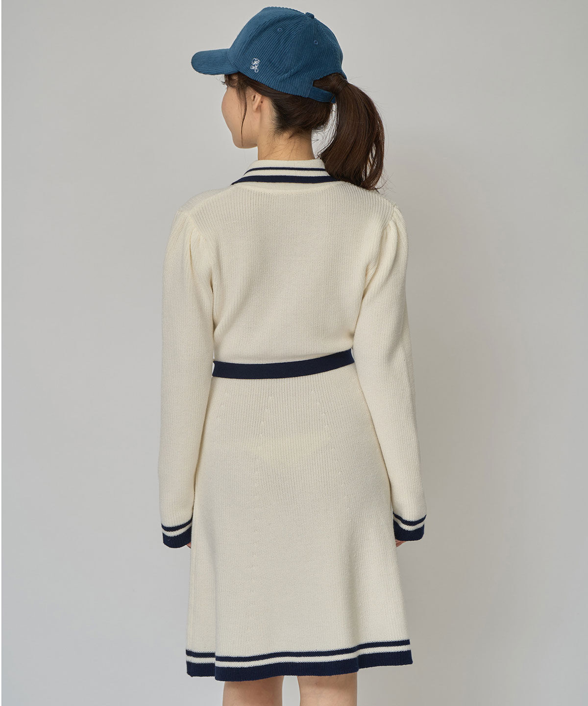 REDYAZEL「バイカラーポロニットロングスリーブミニワンピース」|ワンピース|