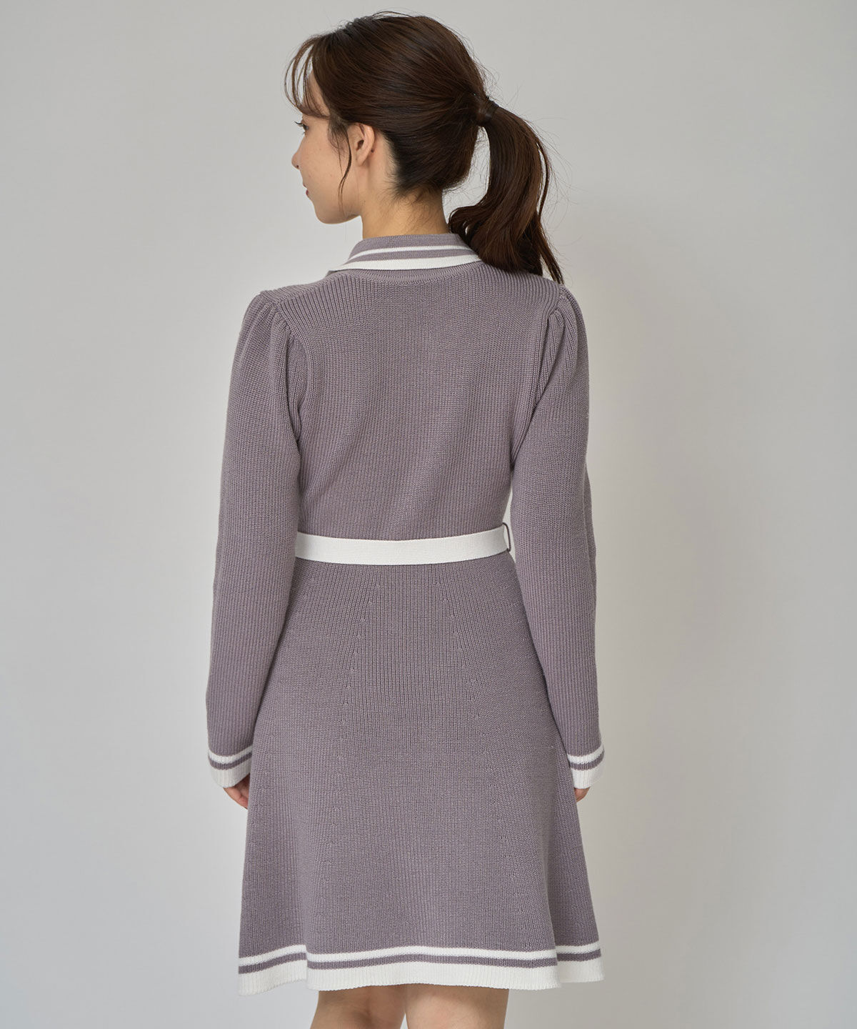 REDYAZEL「バイカラーポロニットロングスリーブミニワンピース」|ワンピース|