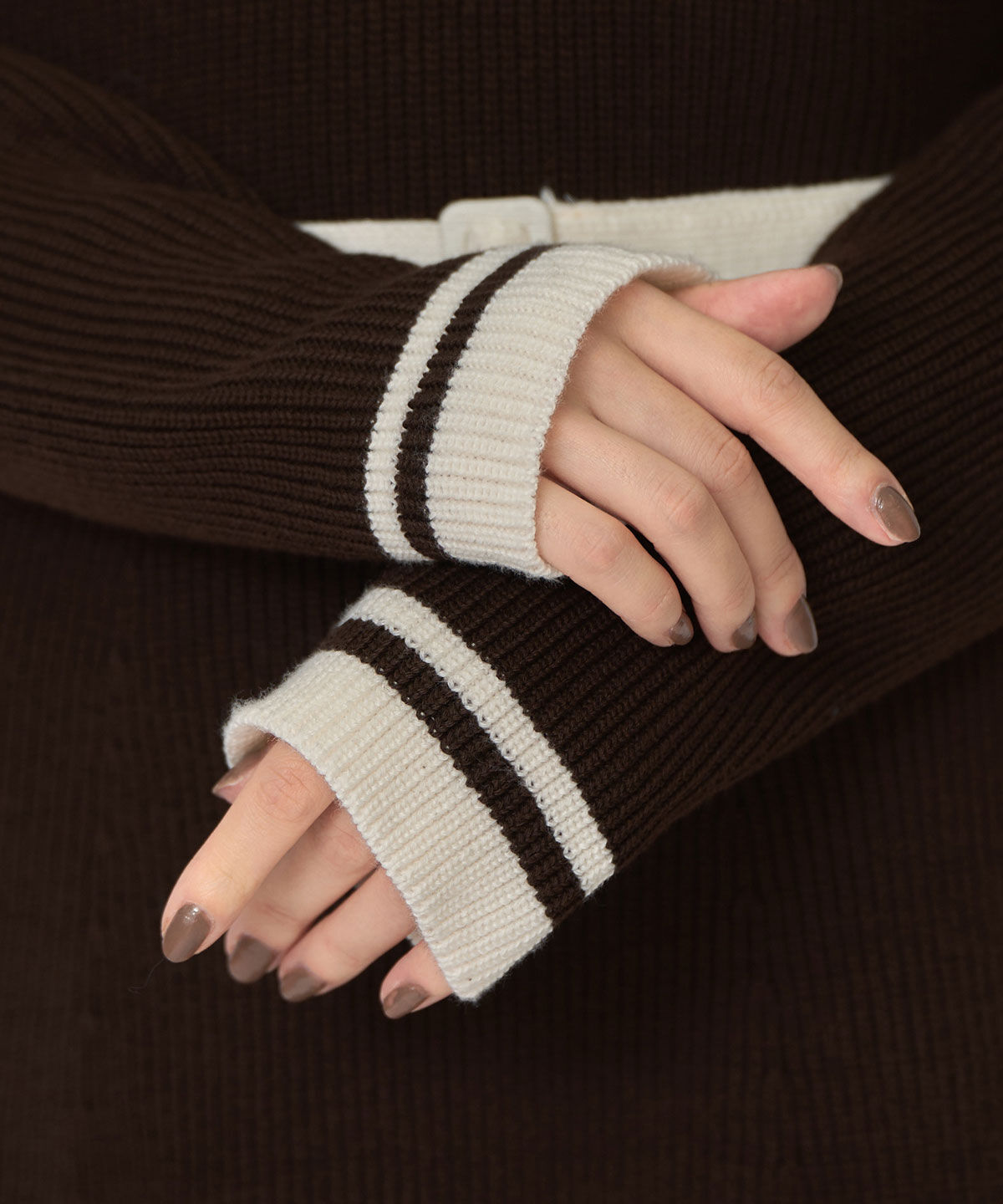 REDYAZEL「バイカラーポロニットロングスリーブミニワンピース」|ワンピース|