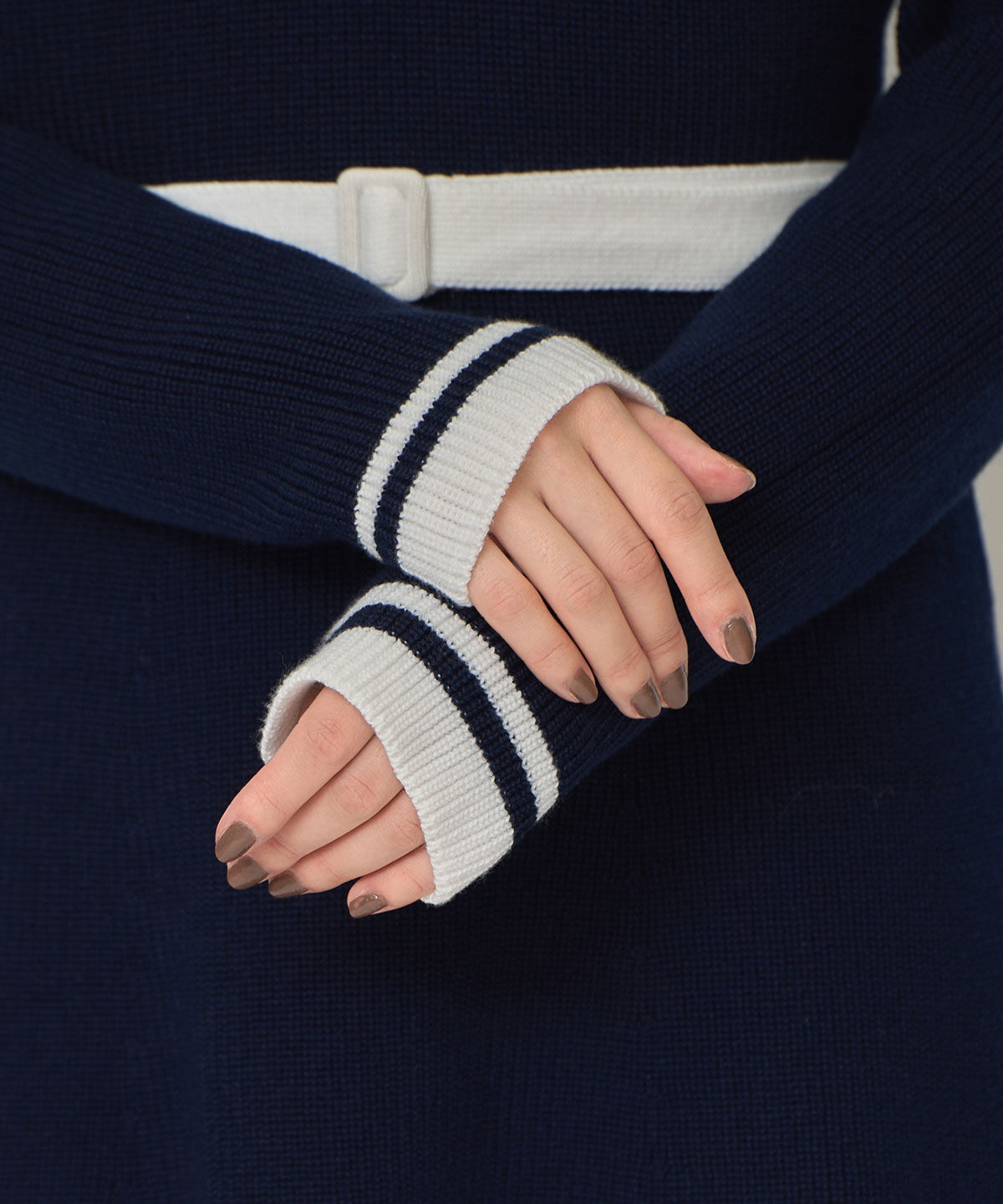 REDYAZEL「バイカラーポロニットロングスリーブミニワンピース」|ワンピース|