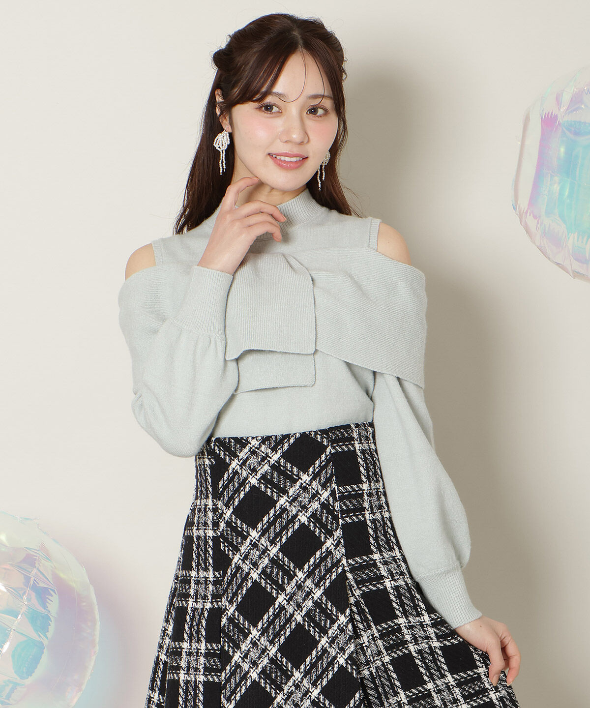 WILLSELECTION「ツイストリボンオフショルニット」|ニット・セーター|ミント