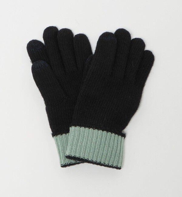 UNITED ARROWS green label relaxing「バイカラー ニット グローブ -タッチパネル対応-」|手袋|BLACK