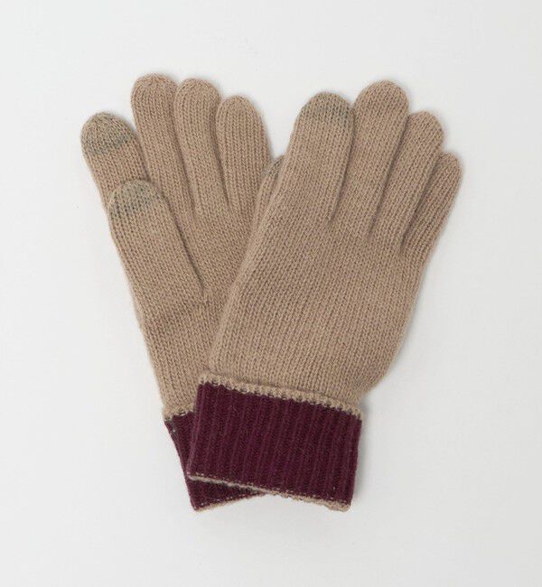 UNITED ARROWS green label relaxing「バイカラー ニット グローブ -タッチパネル対応-」|手袋|BEIGE