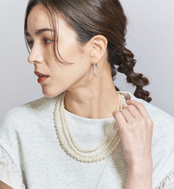 BEAUTY&YOUTH UNITED ARROWS「パールモチーフ 3連 ショートネックレス」|ネックレス|OFF WHITE