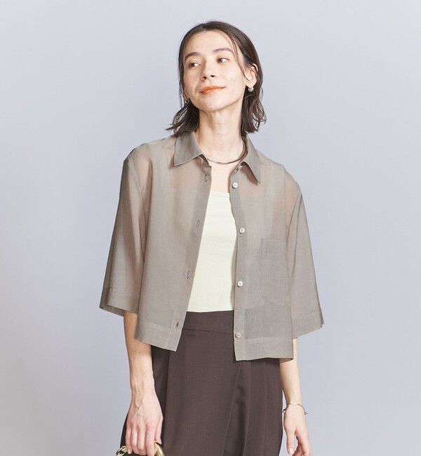 BEAUTY&YOUTH UNITED ARROWS「ポリエステル オーガンジー シャツ -ウォッシャブル-」|シャツ・ブラウス|BEIGE