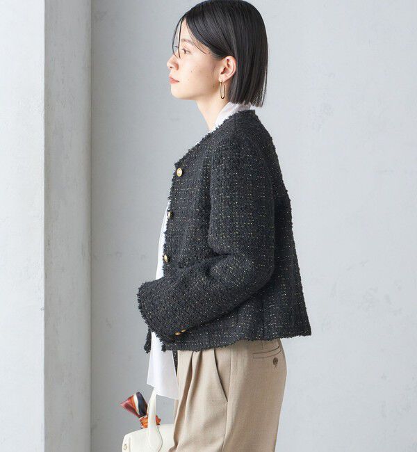 SHIPS for women「GIOLICA: ツイード ノーカラー ジャケット」|ノーカラージャケット|