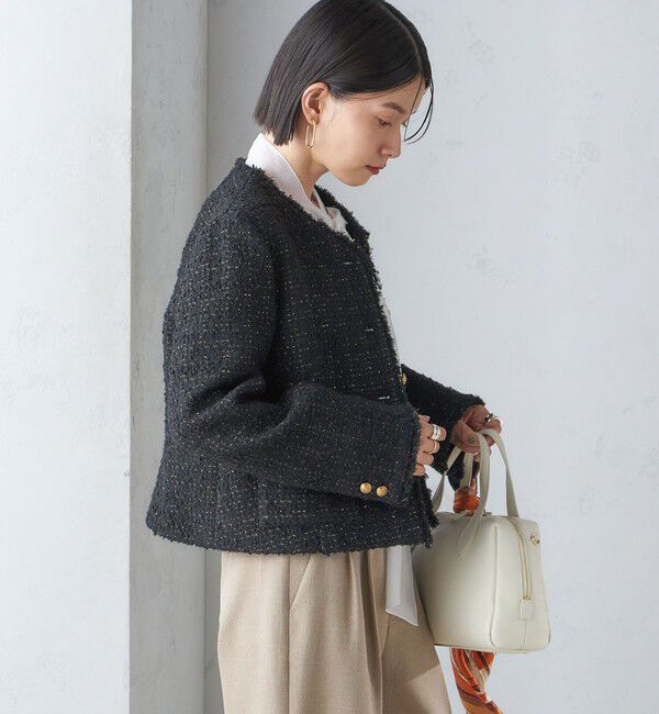SHIPS for women「GIOLICA: ツイード ノーカラー ジャケット」|ノーカラージャケット|