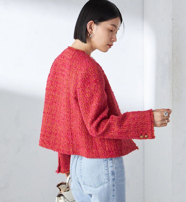 SHIPS for women「GIOLICA: ツイード ノーカラー ジャケット」|ノーカラージャケット|