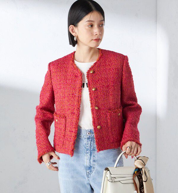 SHIPS for women「GIOLICA: ツイード ノーカラー ジャケット」|ノーカラージャケット|
