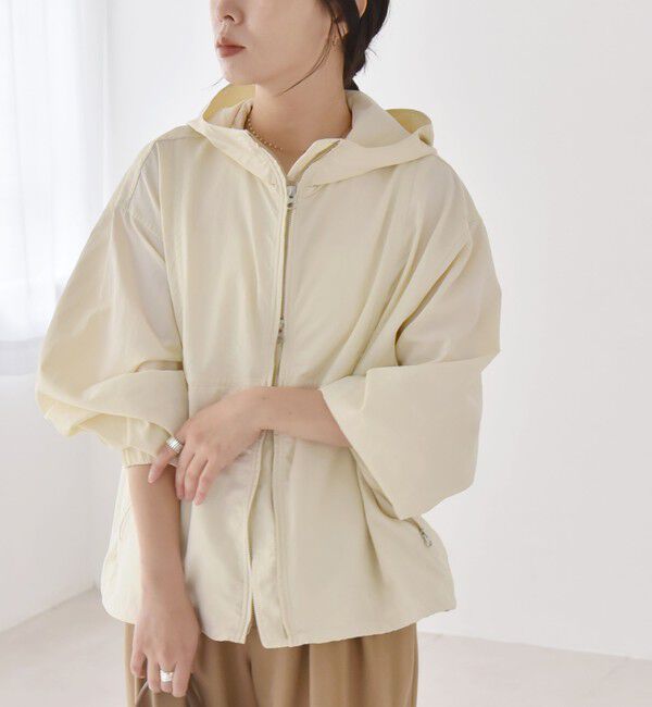 quaranciel「quaranciel:〈洗濯機可能〉ライト フーディー ナイロン ダブルジップ ブルゾン」|ブルゾン・スタジャン|