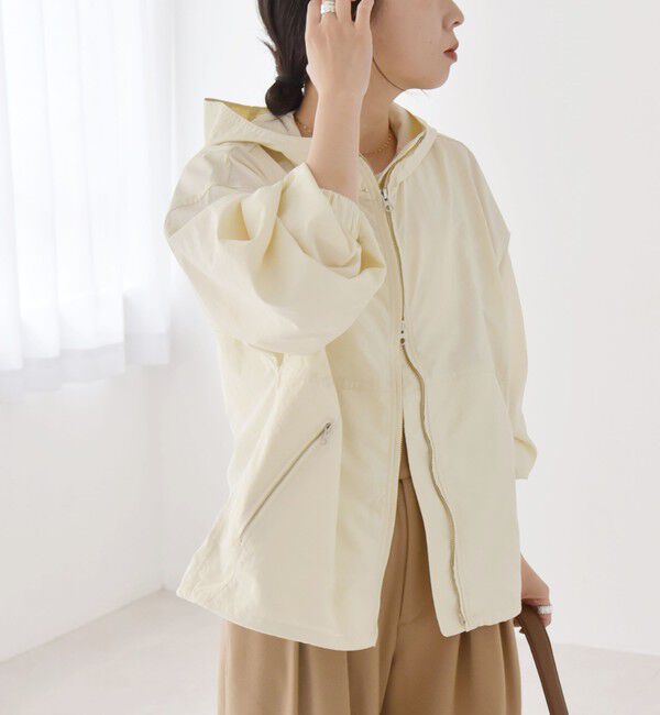 quaranciel「quaranciel:〈洗濯機可能〉ライト フーディー ナイロン ダブルジップ ブルゾン」|ブルゾン・スタジャン|