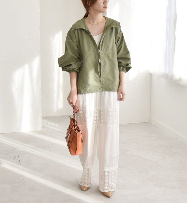 quaranciel「quaranciel:〈洗濯機可能〉ライト フーディー ナイロン ダブルジップ ブルゾン」|ブルゾン・スタジャン|