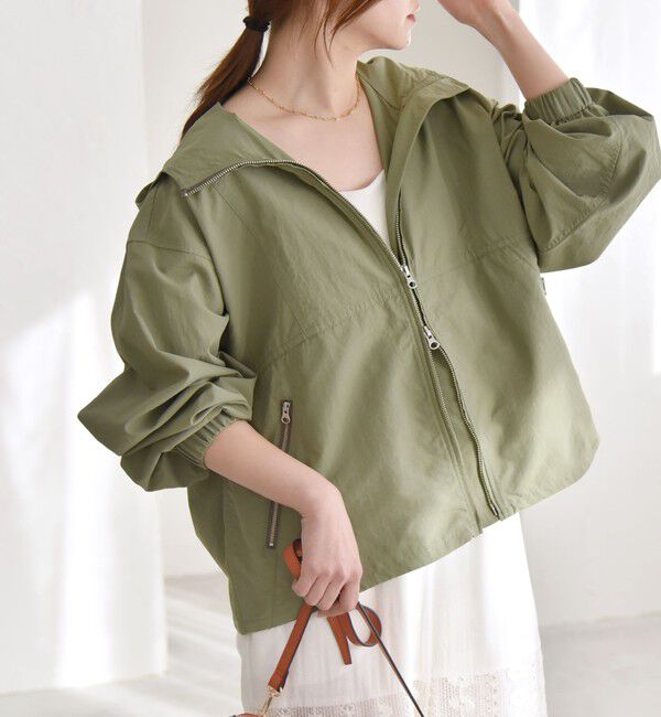 quaranciel「quaranciel:〈洗濯機可能〉ライト フーディー ナイロン ダブルジップ ブルゾン」|ブルゾン・スタジャン|