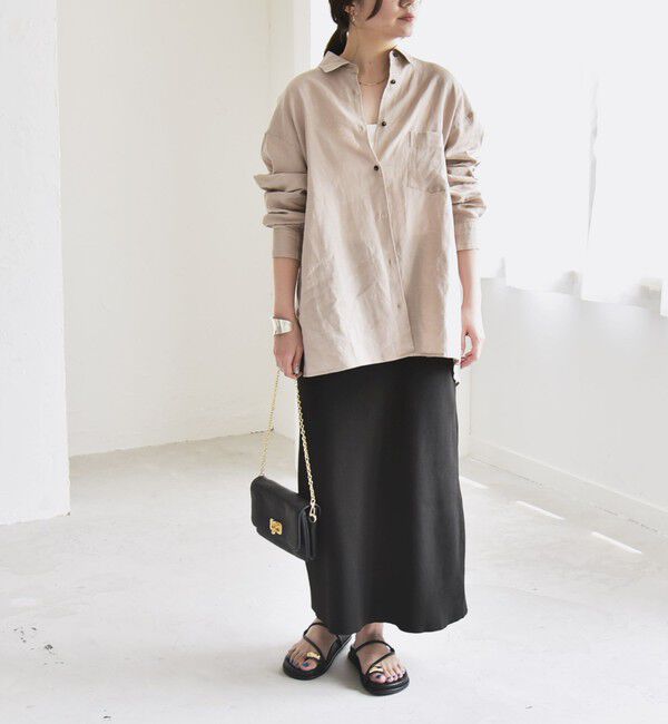 quaranciel「quaranciel:〈洗濯機可能〉リネン ミックス レギュラーカラー ポケット オーバー シャツ」|シャツ・ブラウス|