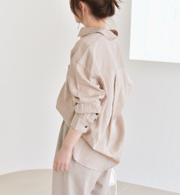 quaranciel「quaranciel:〈洗濯機可能〉リネン ミックス レギュラーカラー ポケット オーバー シャツ」|シャツ・ブラウス|