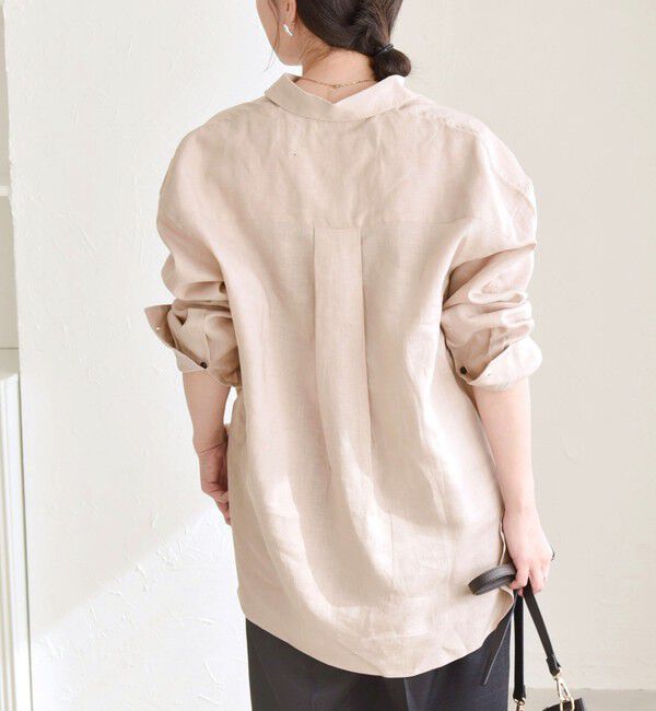 quaranciel「quaranciel:〈洗濯機可能〉リネン ミックス レギュラーカラー ポケット オーバー シャツ」|シャツ・ブラウス|