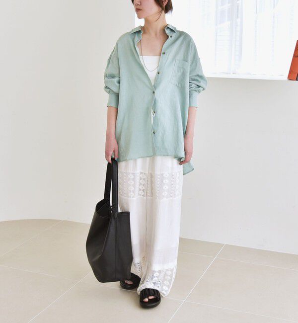 quaranciel「quaranciel:〈洗濯機可能〉リネン ミックス レギュラーカラー ポケット オーバー シャツ」|シャツ・ブラウス|