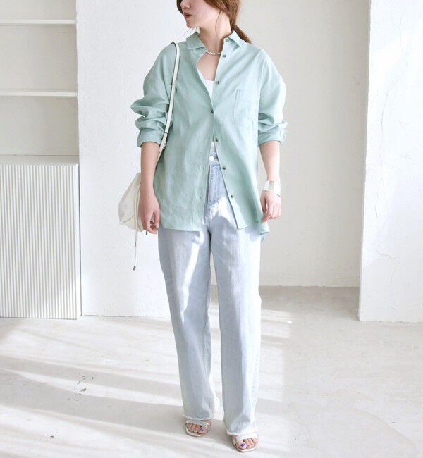 quaranciel「quaranciel:〈洗濯機可能〉リネン ミックス レギュラーカラー ポケット オーバー シャツ」|シャツ・ブラウス|