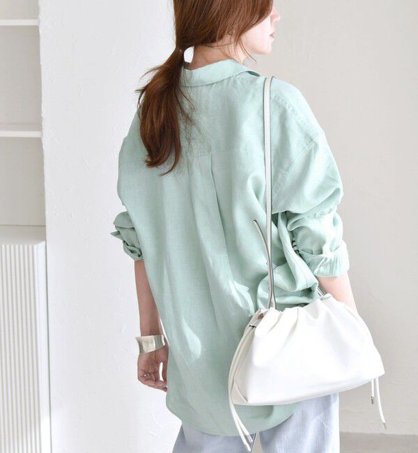 quaranciel「quaranciel:〈洗濯機可能〉リネン ミックス レギュラーカラー ポケット オーバー シャツ」|シャツ・ブラウス|