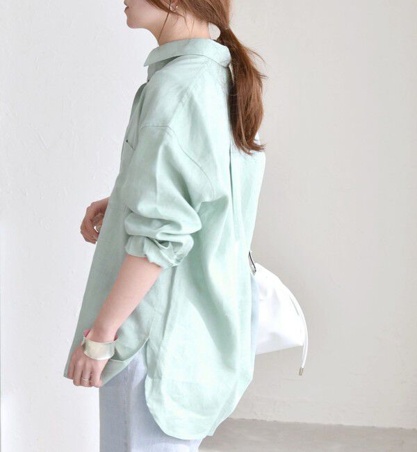 quaranciel「quaranciel:〈洗濯機可能〉リネン ミックス レギュラーカラー ポケット オーバー シャツ」|シャツ・ブラウス|