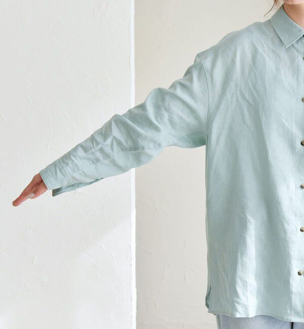 quaranciel「quaranciel:〈洗濯機可能〉リネン ミックス レギュラーカラー ポケット オーバー シャツ」|シャツ・ブラウス|