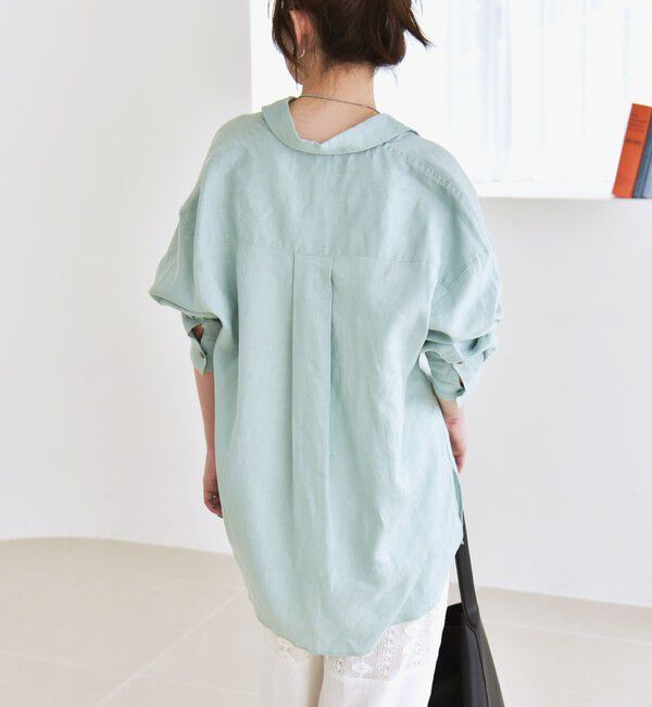 quaranciel「quaranciel:〈洗濯機可能〉リネン ミックス レギュラーカラー ポケット オーバー シャツ」|シャツ・ブラウス|