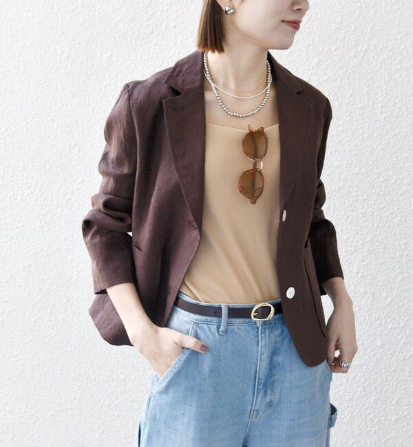 SHIPS any「SHIPS any:〈洗濯機可能〉ヨーロピアンフラックス リネン コンパクト テーラード ジャケット」|テーラードジャケット|