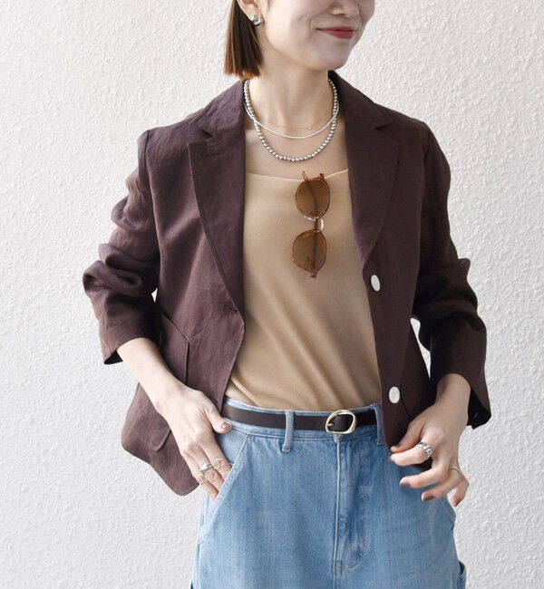 SHIPS any「SHIPS any:〈洗濯機可能〉ヨーロピアンフラックス リネン コンパクト テーラード ジャケット」|テーラードジャケット|