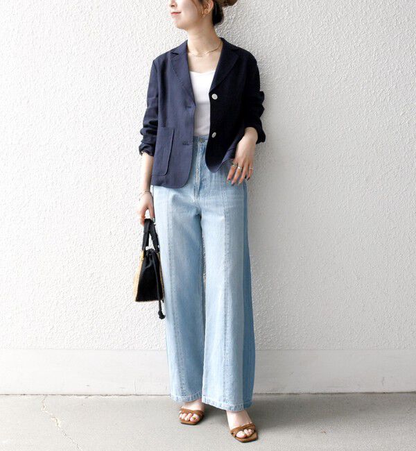 SHIPS any「SHIPS any:〈洗濯機可能〉ヨーロピアンフラックス リネン コンパクト テーラード ジャケット」|テーラードジャケット|