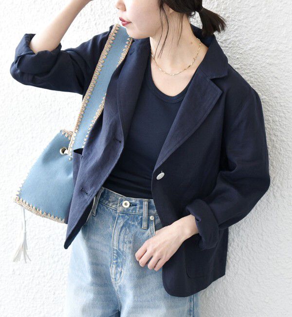 SHIPS any「SHIPS any:〈洗濯機可能〉ヨーロピアンフラックス リネン コンパクト テーラード ジャケット」|テーラードジャケット|