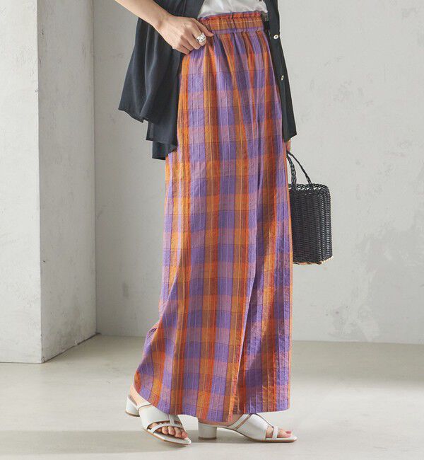 SHIPS for women「〈手洗い可能〉DEVEAUX マドラス チェック ギャザー パンツ」|その他|