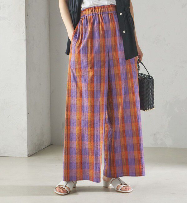 SHIPS for women「〈手洗い可能〉DEVEAUX マドラス チェック ギャザー パンツ」|その他|