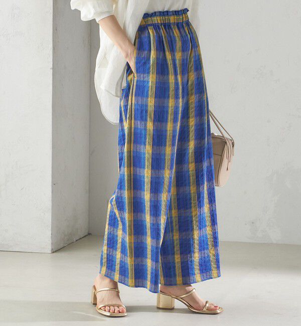 SHIPS for women「〈手洗い可能〉DEVEAUX マドラス チェック ギャザー パンツ」|その他|