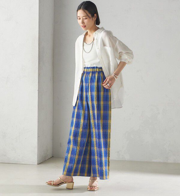 SHIPS for women「〈手洗い可能〉DEVEAUX マドラス チェック ギャザー パンツ」|その他|