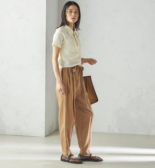 SHIPS for women「小泉里子コラボ:シャーリング ジャカード ポロ」|ポロシャツ|