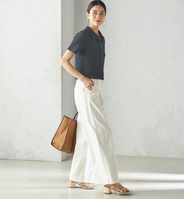 SHIPS for women「小泉里子コラボ:シャーリング ジャカード ポロ」|ポロシャツ|