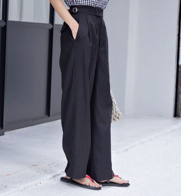 SHIPS for women「〈手洗い可能〉麻調 合繊 2タック ワイド パンツ 2」|その他|