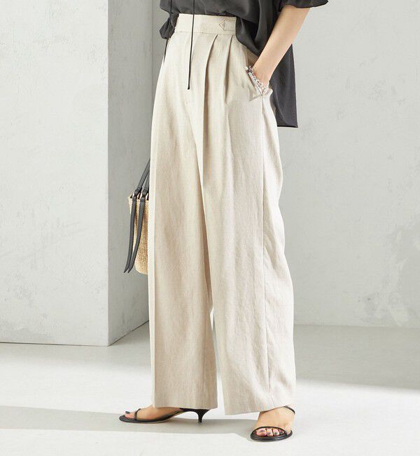SHIPS for women「〈手洗い可能〉麻調 合繊 2タック ワイド パンツ 2」|その他|