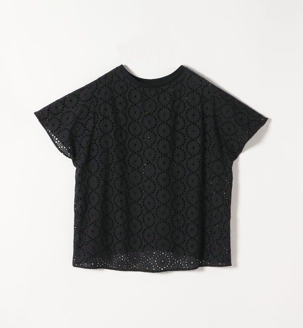 quaranciel「quaranciel:〈手洗い可能〉フラワー 刺繍 アイレット ハーフスリーブ プルオーバー」|シャツ・ブラウス|