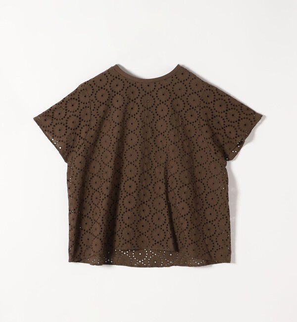 quaranciel「quaranciel:〈手洗い可能〉フラワー 刺繍 アイレット ハーフスリーブ プルオーバー」|シャツ・ブラウス|