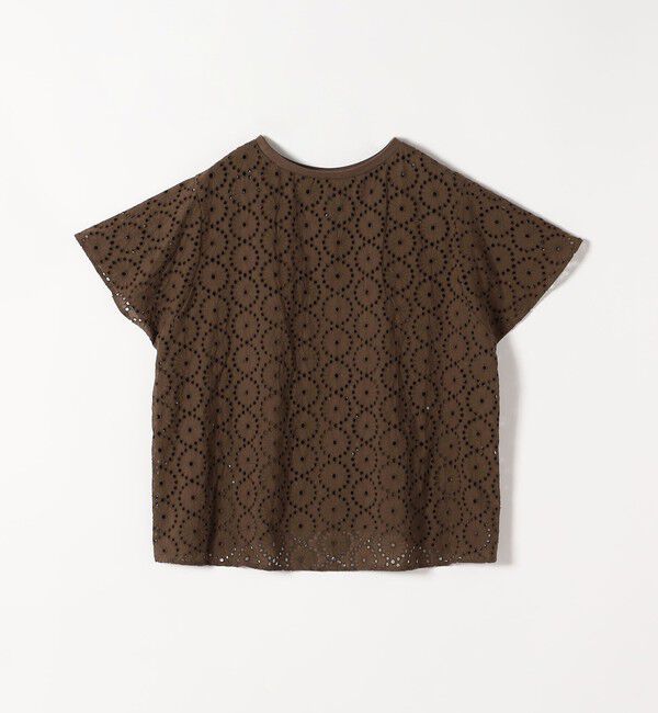 quaranciel「quaranciel:〈手洗い可能〉フラワー 刺繍 アイレット ハーフスリーブ プルオーバー」|シャツ・ブラウス|