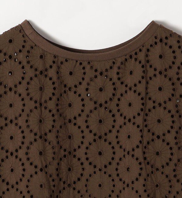 quaranciel「quaranciel:〈手洗い可能〉フラワー 刺繍 アイレット ハーフスリーブ プルオーバー」|シャツ・ブラウス|