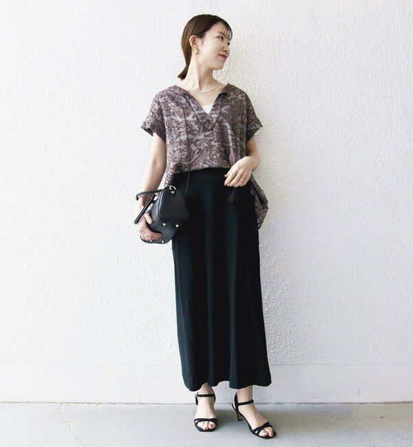 SHIPS any「SHIPS any:〈手洗い可能〉メッシュ ジャカード カフタン スキッパー ブラウス」|シャツ・ブラウス|