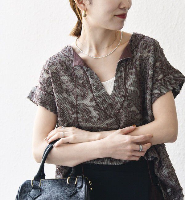 SHIPS any「SHIPS any:〈手洗い可能〉メッシュ ジャカード カフタン スキッパー ブラウス」|シャツ・ブラウス|