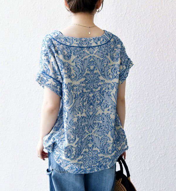 SHIPS any「SHIPS any:〈手洗い可能〉メッシュ ジャカード カフタン スキッパー ブラウス」|シャツ・ブラウス|