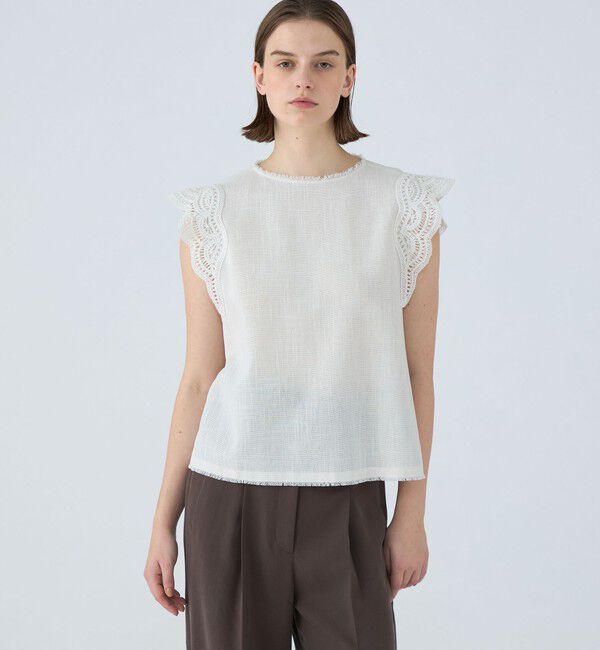 Ballsey「ポリエステルレーヨンカラミ レーススリーブブラウス」|シャツ・ブラウス|