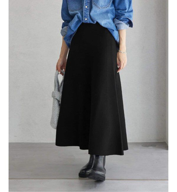 SLOBE IENA「《追加》ミラノリブニットフレアスカート」|スカート|