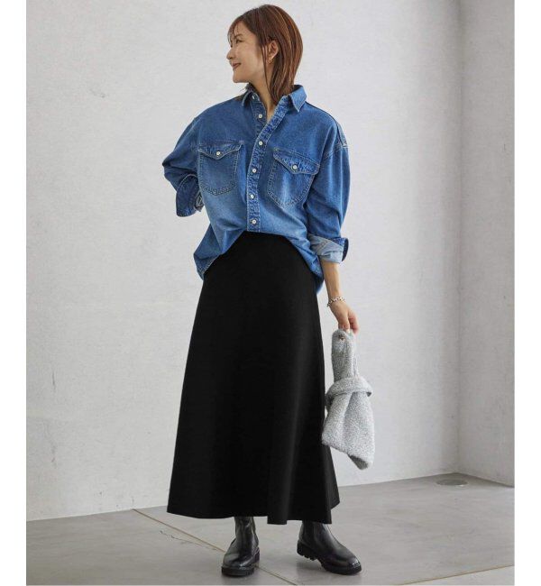 SLOBE IENA「《追加》ミラノリブニットフレアスカート」|スカート|