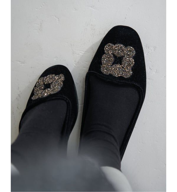 IENA「《WEB限定/追加》MALUS/マリュス VELVET BIJOU SHOES」|その他|ブラック