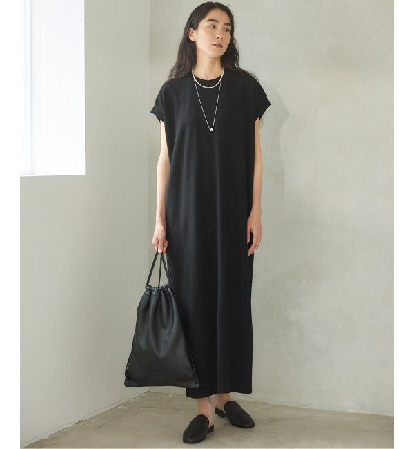 IENA「BLACK ポケットTドレス」|ワンピース|ブラック